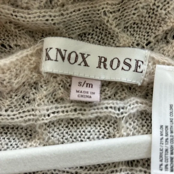 Knox Rose Beige Cable Knit Sleeveless Poncho - Picture 3 of 4